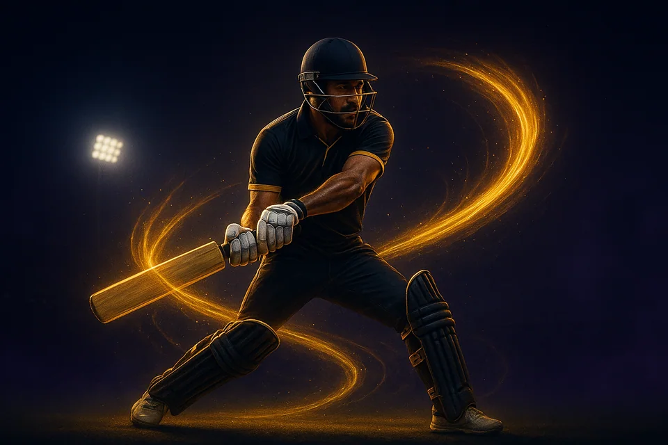 Casino ID hero banner with a cricketer under floodlights